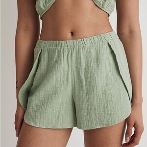 Madewell Lightestspun Cover-Up Shorts in Gatehouse Green (XL)